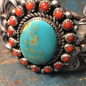 Turquoise and Coral Navajo cuff ❤️❤️❤️